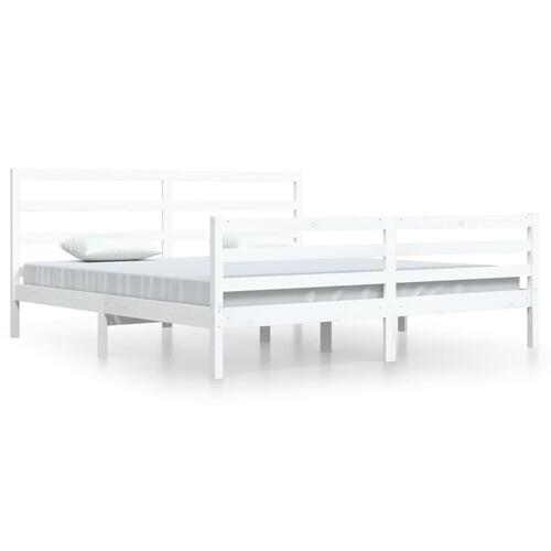 Sengeramme 200x200 cm massivt fyrretræ hvid