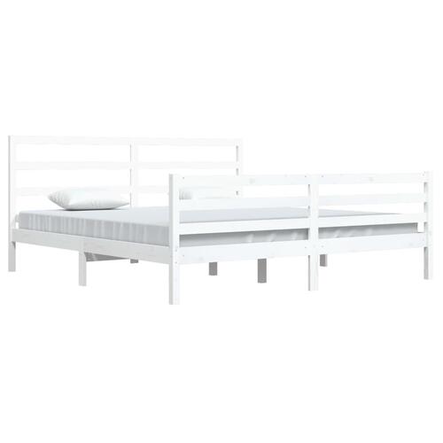 Sengeramme 200x200 cm massivt fyrretræ hvid