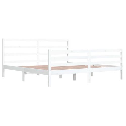 Sengeramme 200x200 cm massivt fyrretræ hvid