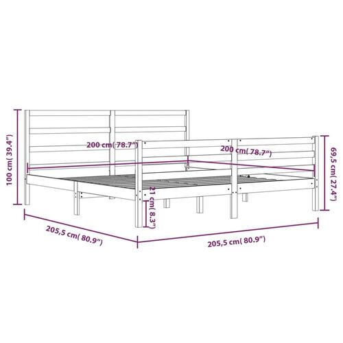 Sengeramme 200x200 cm massivt fyrretræ hvid