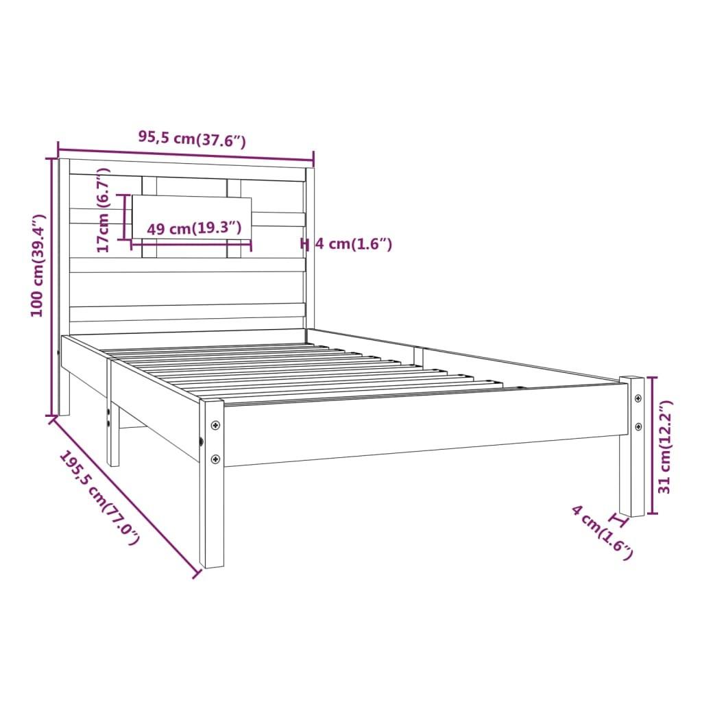 Sengeramme 90x190 cm massivt træ