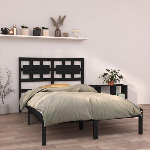 Sengeramme 140x190 cm massivt træ sort