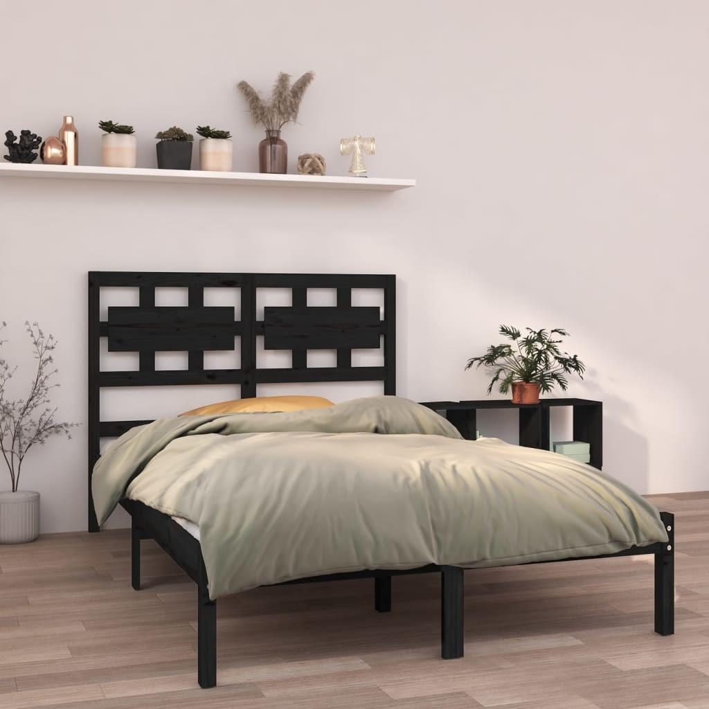 Sengeramme 140x190 cm massivt træ sort