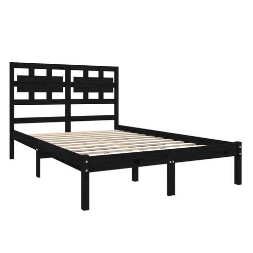 Sengeramme 140x190 cm massivt træ sort