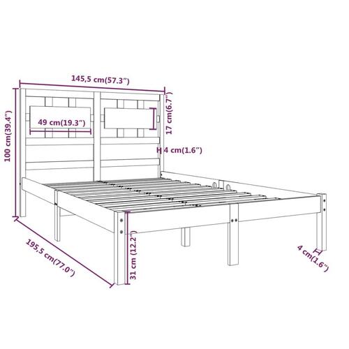 Sengeramme 140x190 cm massivt træ sort