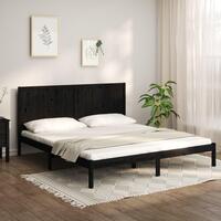 Sengeramme 200x200 cm massivt fyrretræ sort