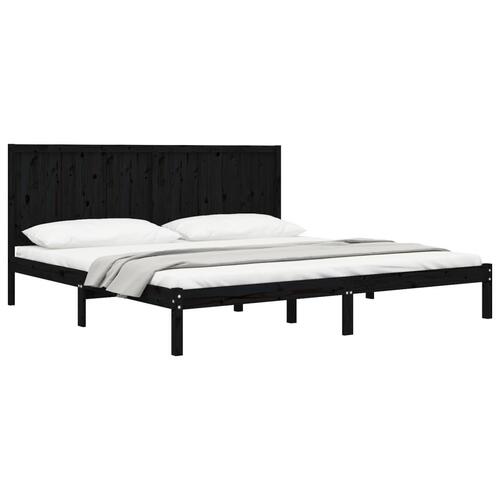 Sengeramme 200x200 cm massivt fyrretræ sort