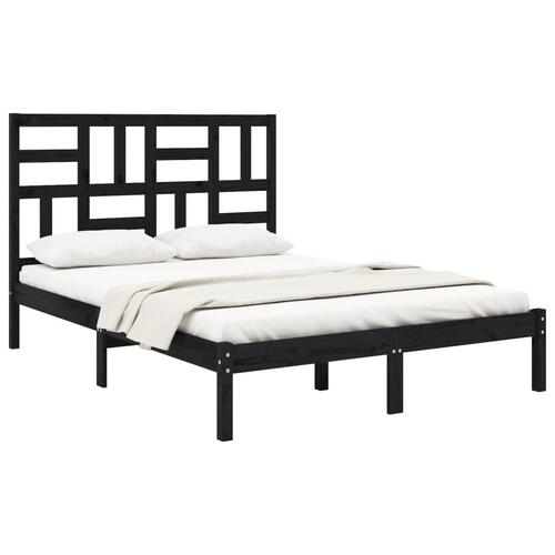 Sengeramme 120x200 cm massivt træ sort