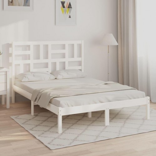 Sengeramme 160 x 200 cm i massivt fyrretræ - hvid