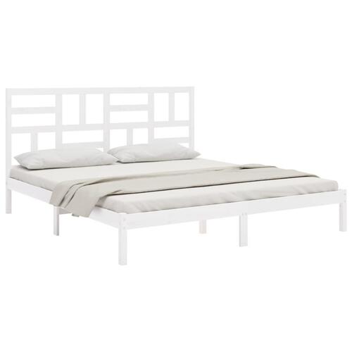 Sengeramme 200x200 cm massivt træ hvid