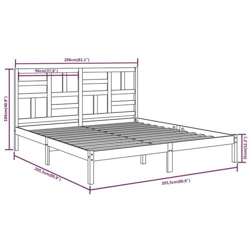 Sengeramme 200x200 cm massivt træ hvid