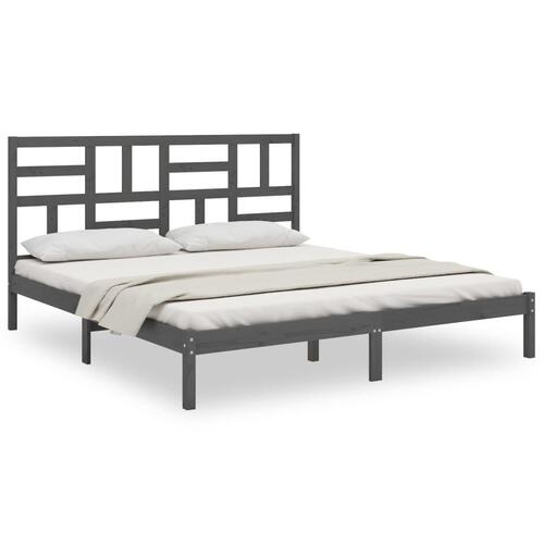 Sengeramme 200x200 cm massivt træ grå