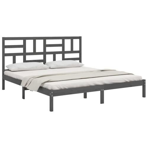 Sengeramme 200x200 cm massivt træ grå