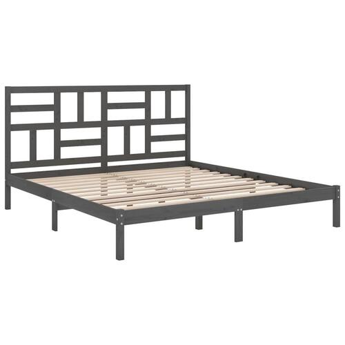 Sengeramme 200x200 cm massivt træ grå
