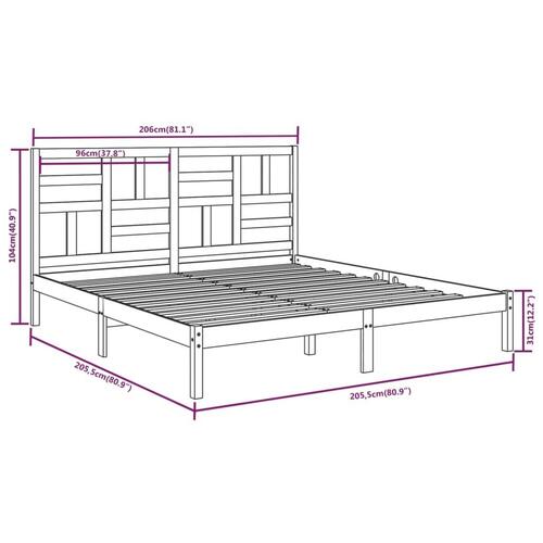 Sengeramme 200x200 cm massivt træ grå