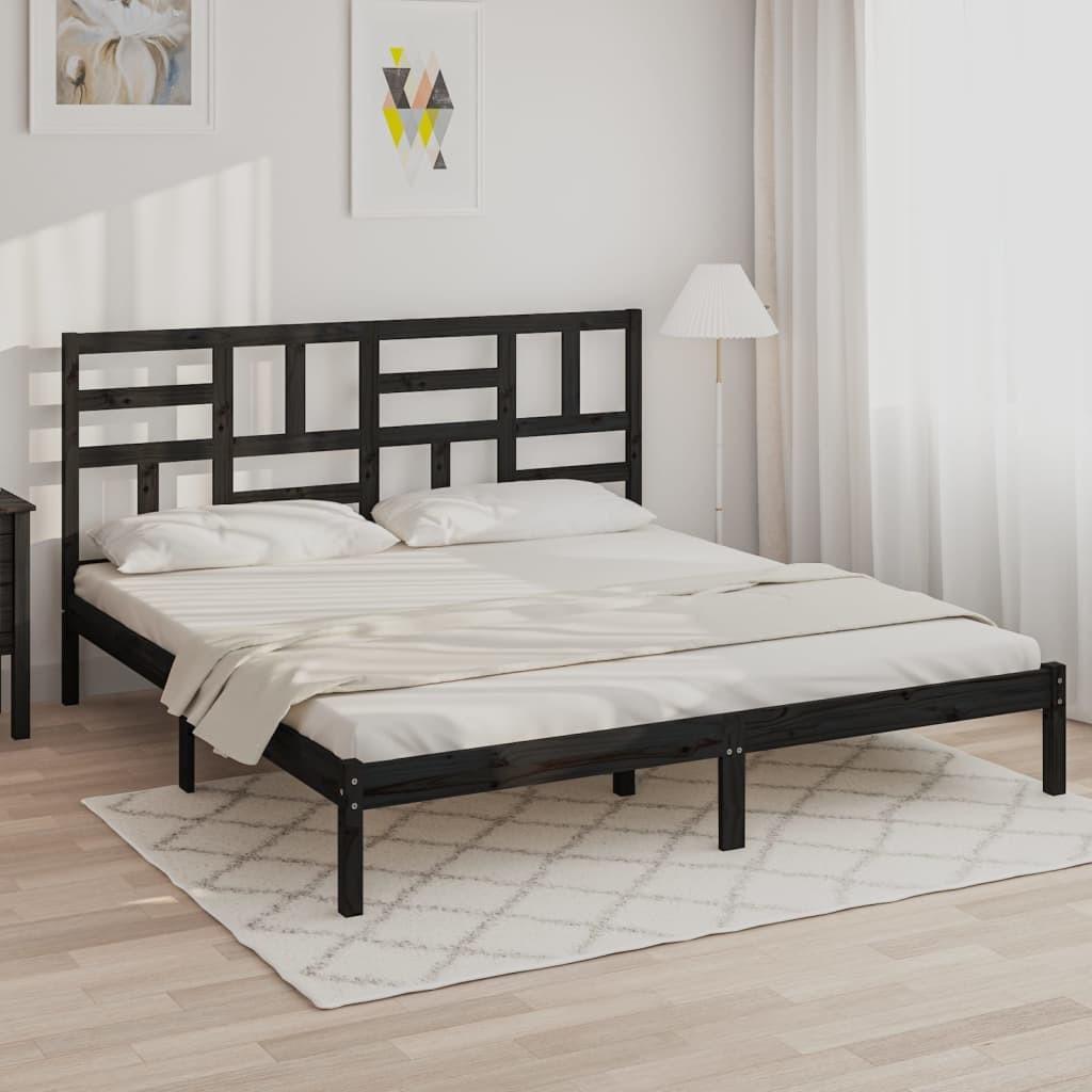 Sengeramme 200x200 cm massivt træ sort