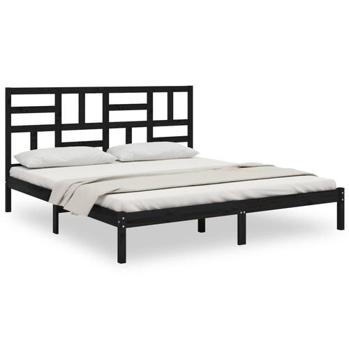 Sengeramme 200x200 cm massivt træ sort