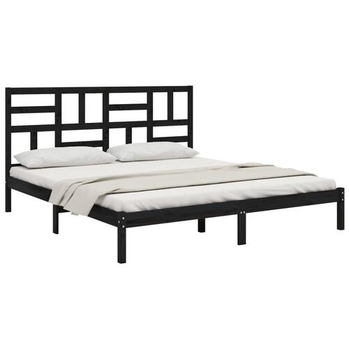 Sengeramme 200x200 cm massivt træ sort