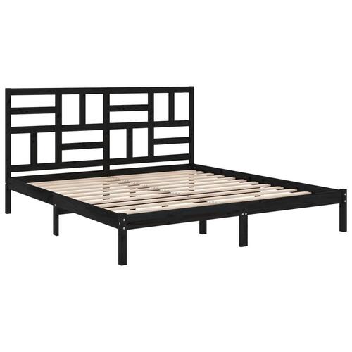 Sengeramme 200x200 cm massivt træ sort