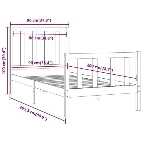 Sengeramme 90x200 cm massivt træ