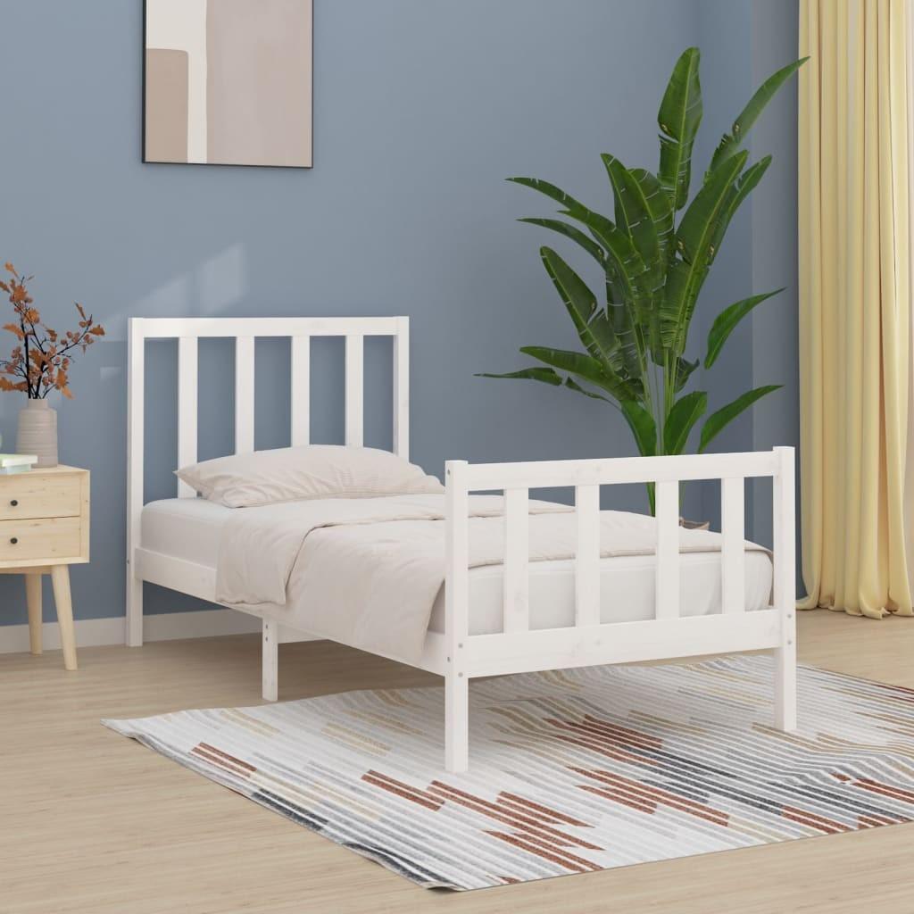 Sengeramme 100x200 cm massivt træ hvid
