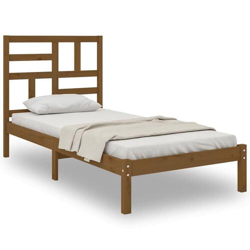 Sengeramme 100x200 cm massivt træ gyldenbrun