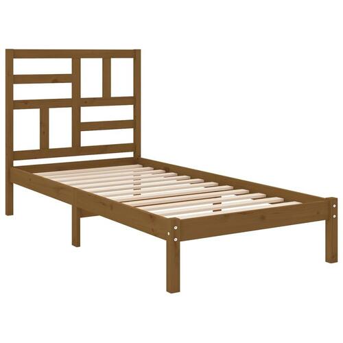 Sengeramme 100x200 cm massivt træ gyldenbrun