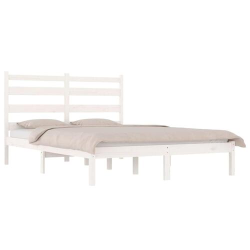 Sengeramme 140x200 cm massivt fyrretræ hvid