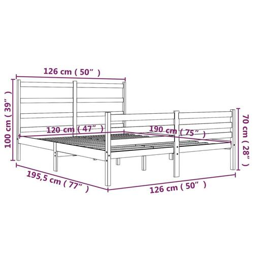 Sengestel 120x190 cm Small Double massivt fyrretræ hvid