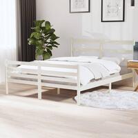 Sengeramme 140x190 cm massivt fyrretræ hvid