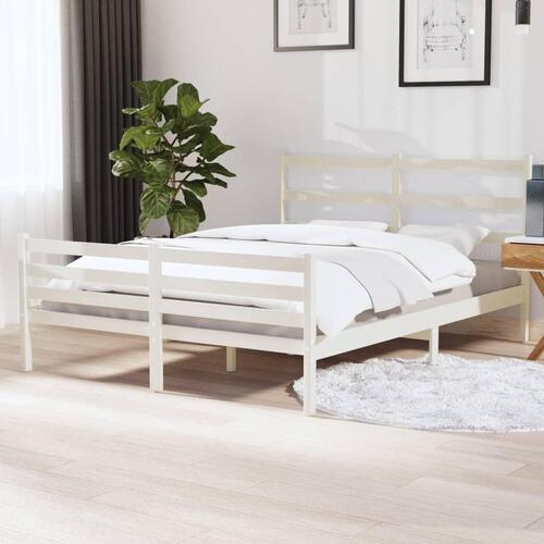 Sengeramme 140x190 cm massivt fyrretræ hvid