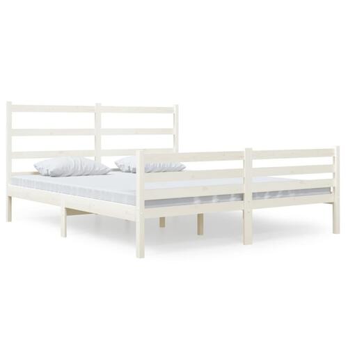 Sengeramme 140x190 cm massivt fyrretræ hvid