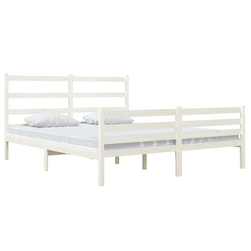 Sengeramme 140x190 cm massivt fyrretræ hvid