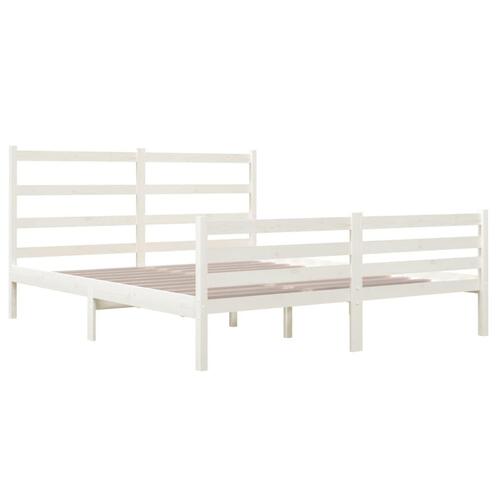 Sengeramme 140x190 cm massivt fyrretræ hvid