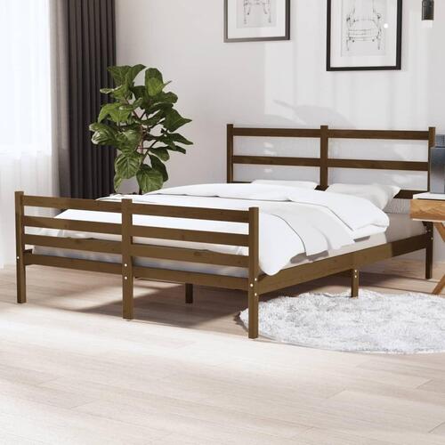 Sengeramme 150x200 cm King Size massivt træ gyldenbrun