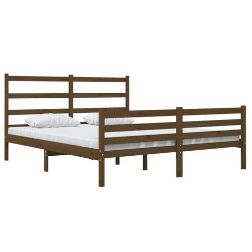 Sengeramme 150x200 cm King Size massivt træ gyldenbrun
