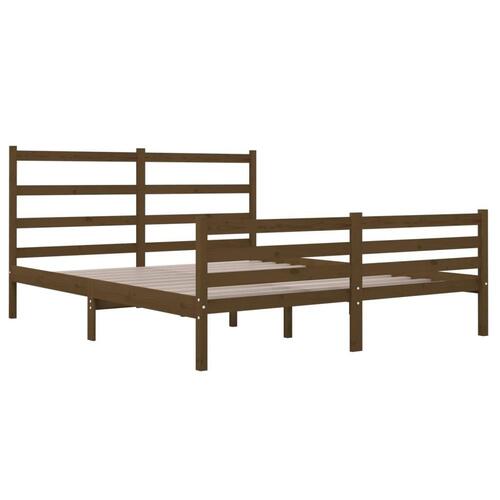 Sengeramme 150x200 cm King Size massivt træ gyldenbrun