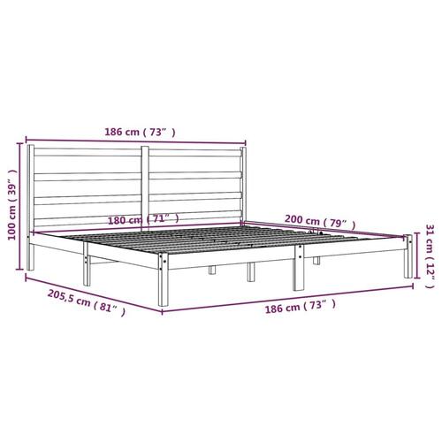 Sengeramme 180x200 cm massivt fyrretræ