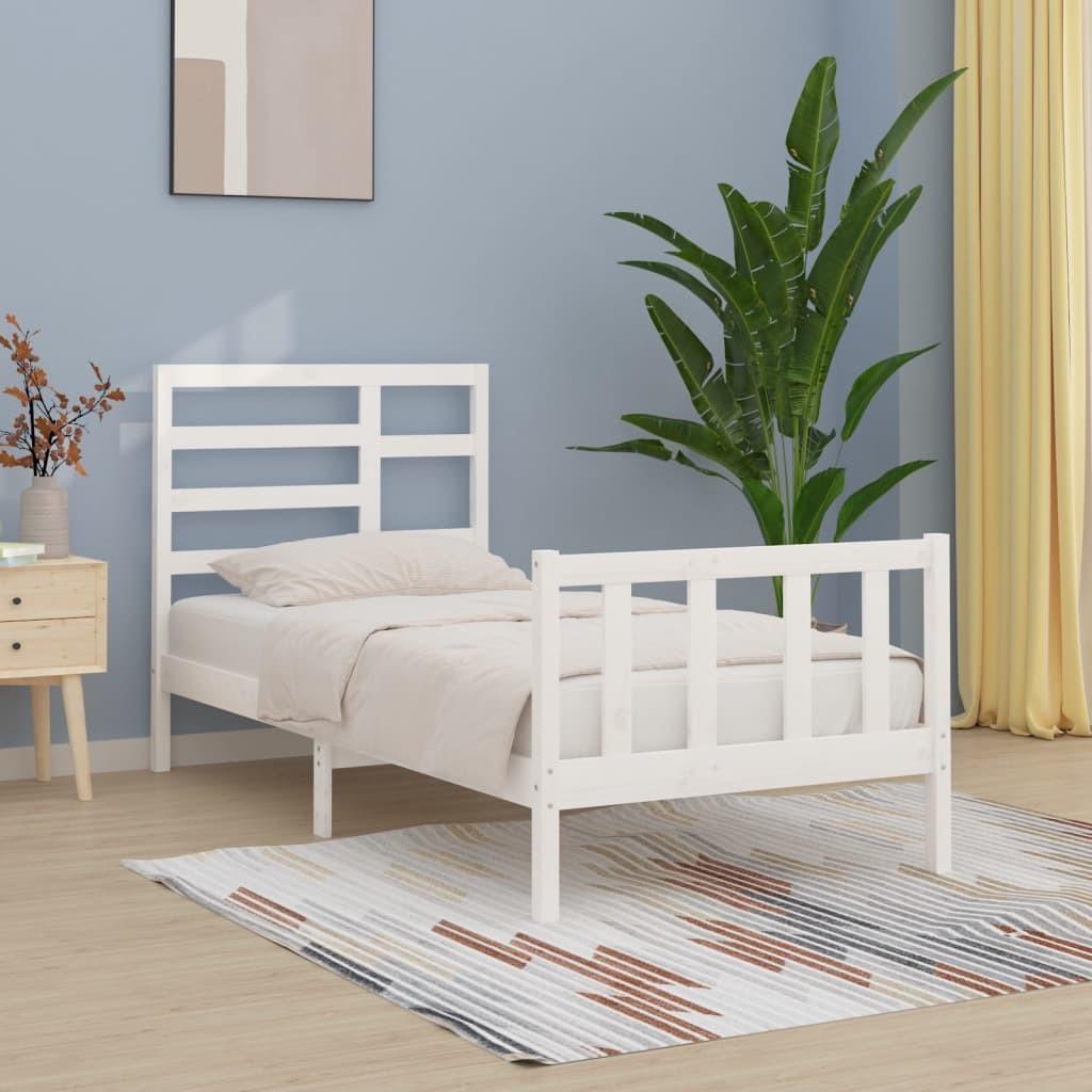 Sengeramme 90x200 cm massivt fyrretræ hvid