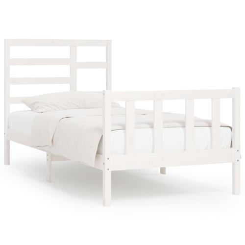 Sengeramme uden madras 90x200 cm massivt fyrretræ hvid