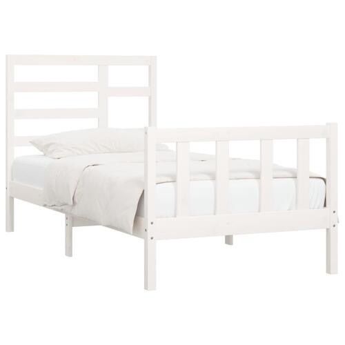 Sengeramme uden madras 90x200 cm massivt fyrretræ hvid
