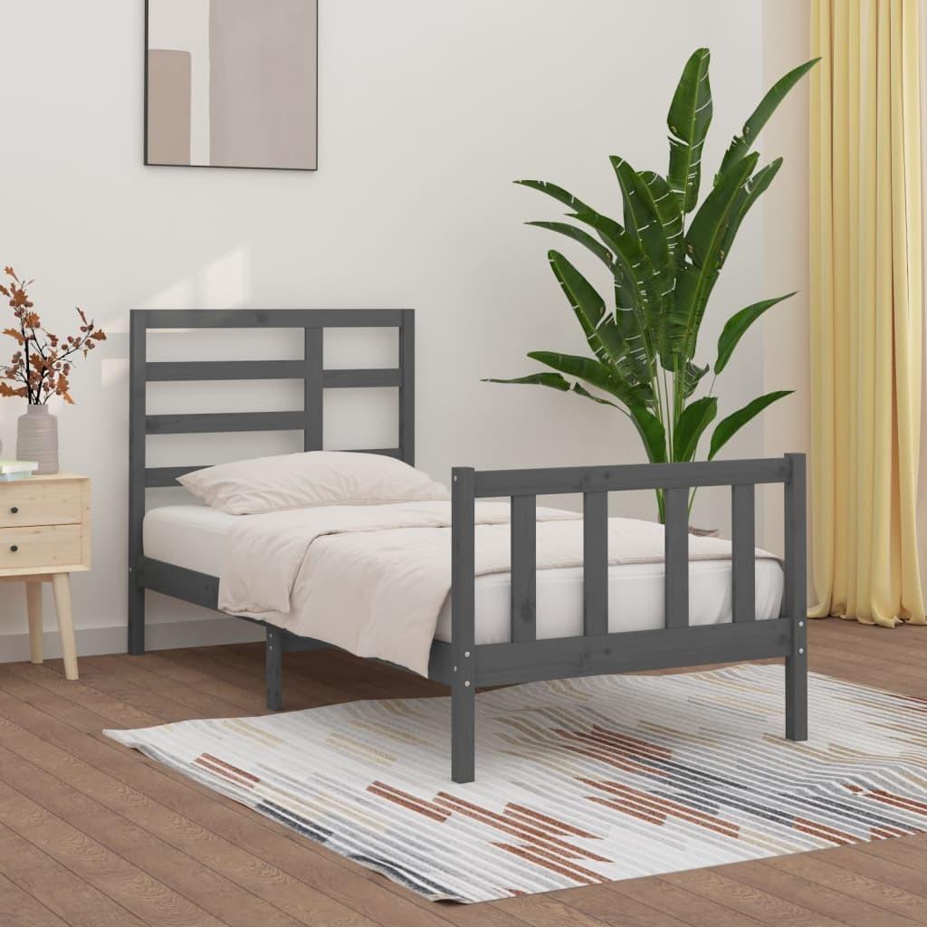 Sengeramme 90x200 cm massivt fyrretræ grå