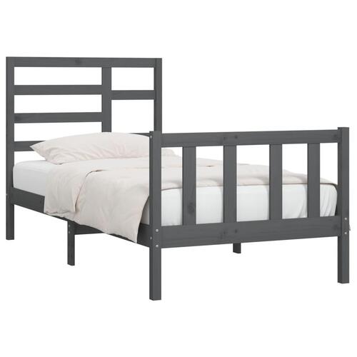 Sengeramme 90x200 cm massivt fyrretræ grå