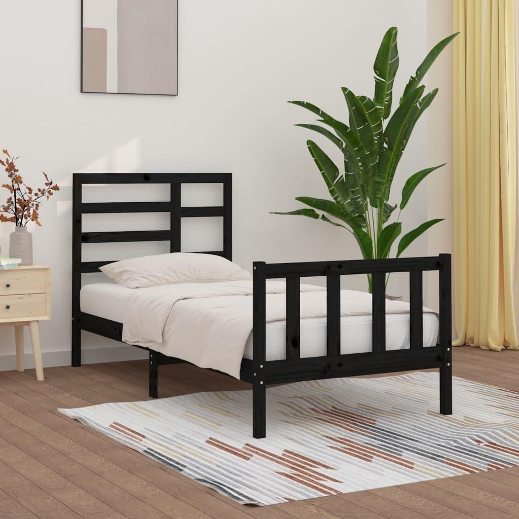 Sengeramme 100x200 cm massivt fyrretræ sort