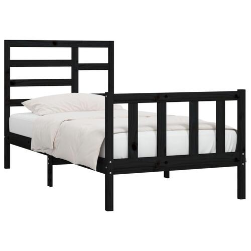 Sengeramme 100x200 cm massivt fyrretræ sort