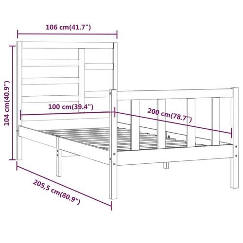 Sengeramme 100x200 cm massivt fyrretræ sort