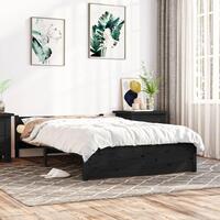 Sengeramme 135x190 cm Double massivt fyrretræ sort