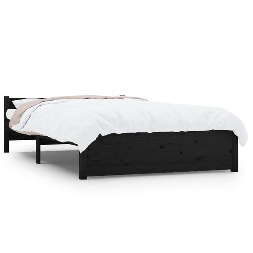 Sengeramme 135x190 cm Double massivt fyrretræ sort