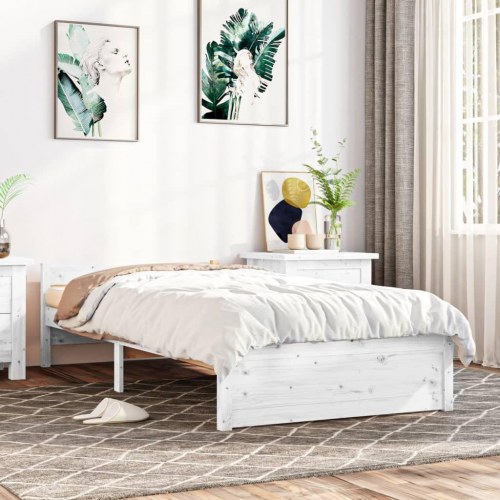 Sengeramme 90x200 cm i massivt fyrretræ - hvid