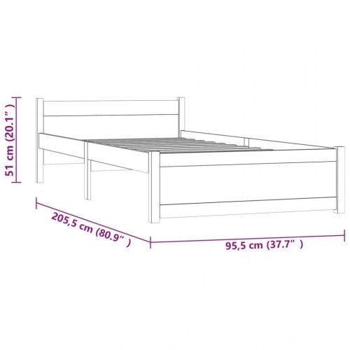 Sengeramme 90x200 cm i massivt fyrretræ - hvid